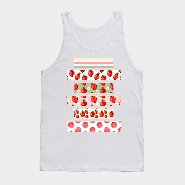 Strawberry Washi Tapes Tank Top by MutchiDesign